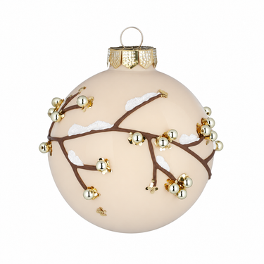 Luonnonvalkoinen lasinen joulupallo | ⌀8 ja 12 cm | Precious Ivory – Pyöreä