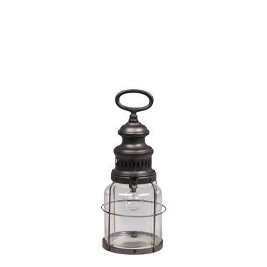 Antiikkihiilenmusta tallilyhty polttimolla | Ø12 x 32 cm | French Stable Lantern-Chic Antique-Sasu’s sisustus- ja huonekaluliike