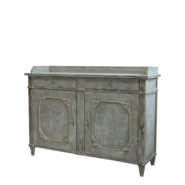Antiikkikäsitelty vihertäväsävyinen senkki | 142 x 43 x 104 cm | Shabby Chic-Chic Antique-Sasu’s sisustus- ja huonekaluliike