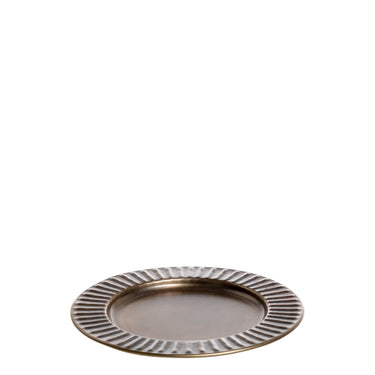 Tray w. reeded edge H1.5/D20 cm antique brass