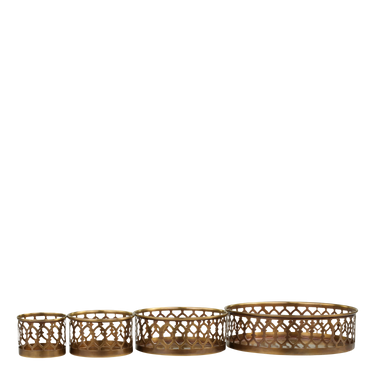 Antiikkimessinkiset kynttiläalustat 4 kpl | ⌀15,5 x 4,5 cm-Chic Antique-Sasu’s sisustus- ja huonekaluliike