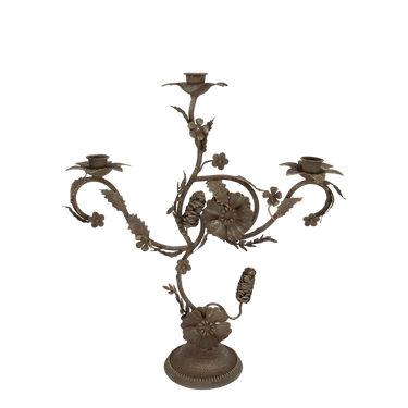 Antiikkimokanvärinen kolmihaarainen kynttelikkö | 35 x 11 x 41 cm-Chic Antique-Sasu’s sisustus- ja huonekaluliike