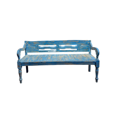 Antiikkisininen puinen sohva tiikkiä | 175 x 67 x 87 cm | Vintage-Vintage by Sasu's-Sasu’s sisustus- ja huonekaluliike