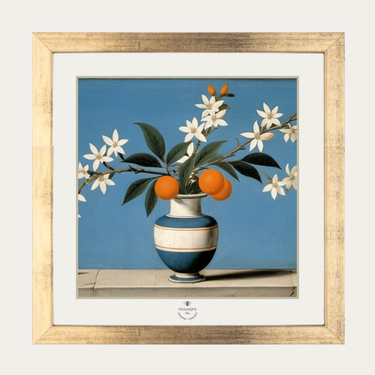 "Appelsiininkukat" sisustustaulu antiikkikullan sävyisillä kehyksillä | 20 x 1,2 x 20 cm-Odalisque Paris-Sasu’s sisustus- ja huonekaluliike