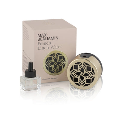 Aromaterapeuttinen verkkovirralla toimiva diffuuseri ja huonetuoksu 15ml | French Linen Water-Max Benjamin-Sasu’s sisustus- ja huonekaluliike