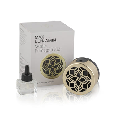Aromaterapeuttinen verkkovirralla toimiva diffuuseri ja huonetuoksu 15ml | White Pomegranate-Max Benjamin-Sasu’s sisustus- ja huonekaluliike