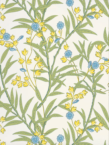 Bamboo Floral Blue Verditer | non-woven tapetti | National Trust Papers IV