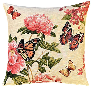 Beige-punasävyinen jacquard-kudottu tyynynpäällinen | 45 x 45 cm | Garden Decor-yapatkwa - art of the loom-Sasu’s sisustus- ja huonekaluliike
