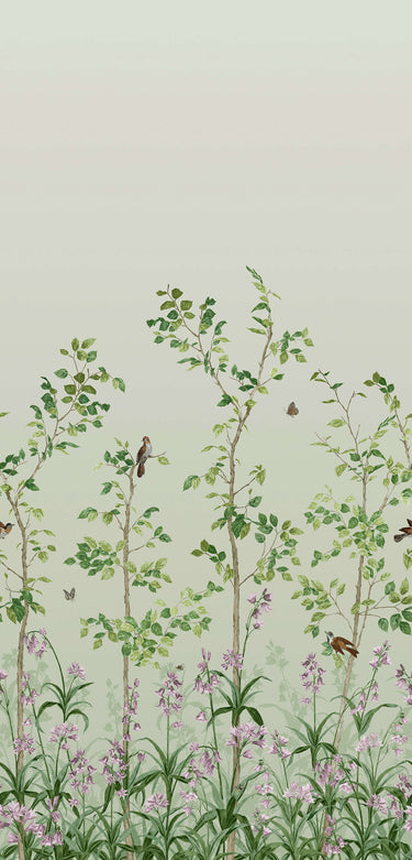 Bird & Bluebell Pea Green | non-woven tapetti | National Trust Papers III