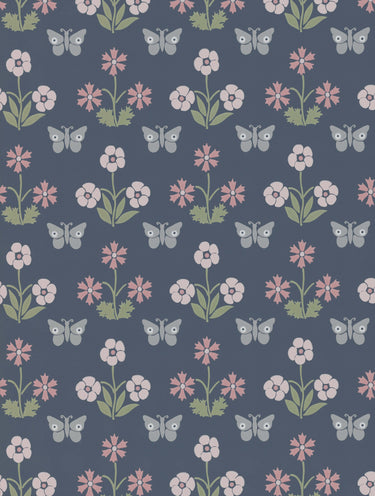 Burges Butterfly Hicks' Blue | non-woven tapetti | National Trust Papers IV-Little Greene-Sasu’s sisustus- ja huonekaluliike