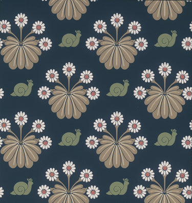 Burges Snail Dark Blue | non-woven tapetti | National Trust Papers II