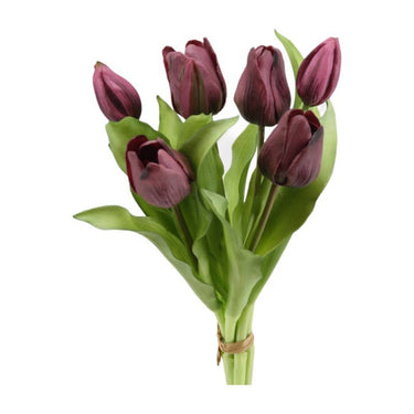 Burgundinpunainen tulppaanikimppu | 'Soft touch' kestokukka-Floratexx-Sasu’s sisustus- ja huonekaluliike