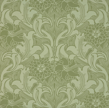 Dahlia Scroll Pea Green | non-woven tapetti | National Trust Papers III