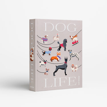 Greige kirjailtu valokuva-albumi | 33 x 27 x 5,4 cm | Dog Life-Printworks-Sasu’s sisustus- ja huonekaluliike