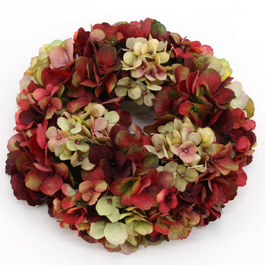 Hortensiakranssi burgundinpunainen - vihreä | ⌀30 cm-Floratexx-Sasu’s sisustus- ja huonekaluliike