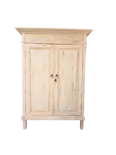 Kaappi tiikkiä luonnonvalkoinen | 122 x 49 x 170 cm | Vintage-Vintage by Sasu's-Sasu’s sisustus- ja huonekaluliike