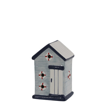 Beachhouse for deco H15.5/L9.5/W8 cm sky blue and white