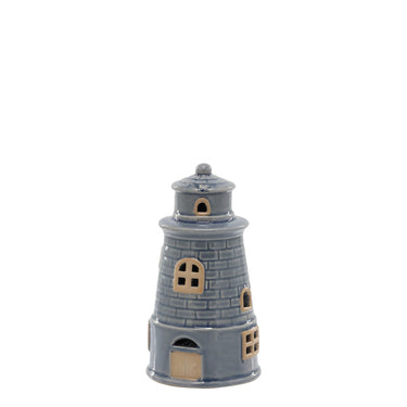 Lighthouse w. LED H12.5/D6.5 cm ocean