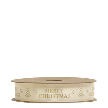Ribbon w. Merry Christmas L5 m/W1.5 cm cream