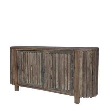 Kierrätyspuinen puunvärinen senkki liukuovilla | 152 x 44 x 77 cm | Grimaud-Chic Antique-Sasu’s sisustus- ja huonekaluliike