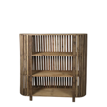 Kierrätyspuinen puunvärinen kirjahylly | 116 x 37 x 115 cm | Grimaud-Chic Antique-Sasu’s sisustus- ja huonekaluliike