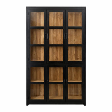 Kierrätystiikkinen musta lasivitriini | 140 x 35 x 220 cm | Sisilia-Design by Sasu's-Sasu’s sisustus- ja huonekaluliike
