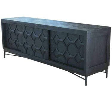 Kierrätystiikkinen musta TV-taso | 180-220x45x65cm | Vernon