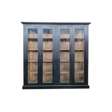 Kierrätystiikkinen musta lasivitriini | 160x35x155cm | Taranto-Design by Sasu's-Sasu’s sisustus- ja huonekaluliike
