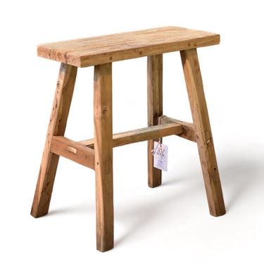 Kierrätystiikkinen puunvärinen jakkara | 45.5 x 20 x 46cm | Stool-Vintage by Sasu's-Sasu’s sisustus- ja huonekaluliike
