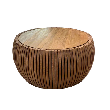 Kierrätystiikkinen puunvärinen sohvapöytä | ⌀95x44cm | Rimini-Design by Sasu's-Sasu’s sisustus- ja huonekaluliike