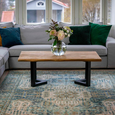 Kierrätystiikkinen sohvapöytälevy aaltoilevalla viistereunalla | 100 - 140cm x 80cm | Otaru-Design by Sasu's-Sasu’s sisustus- ja huonekaluliike