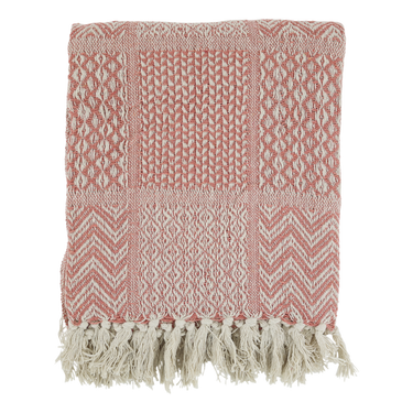 Korallinpunainen torkkupeitto | 150 x 130 cm | Aix-Chic Antique-Sasu’s sisustus- ja huonekaluliike