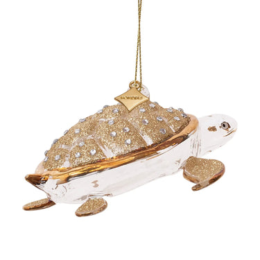 Kultainen kilpikonna joulukoriste timanteilla | 10 x 10 x 4 cm-Vondels-Sasu’s sisustus- ja huonekaluliike