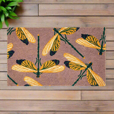 Kynnysmatto vaaleanpuna-keltainen kookoskuitua | 75 cm x 45 cm x 1,5 cm | Dance of the Dragonflies-Entryways-Sasu’s sisustus- ja huonekaluliike