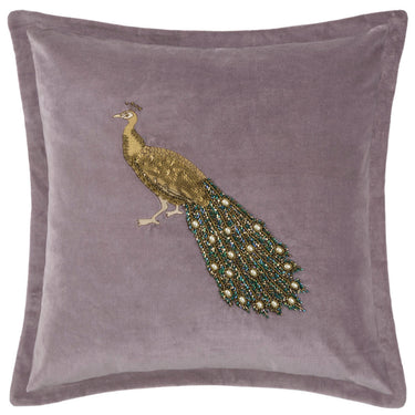 Laventelin värinen sisustustyynyliina aplikoidulla riikinkukkokuviolla | 50x 50 cm | Mayura Peacock-Riva Home-Sasu’s sisustus- ja huonekaluliike
