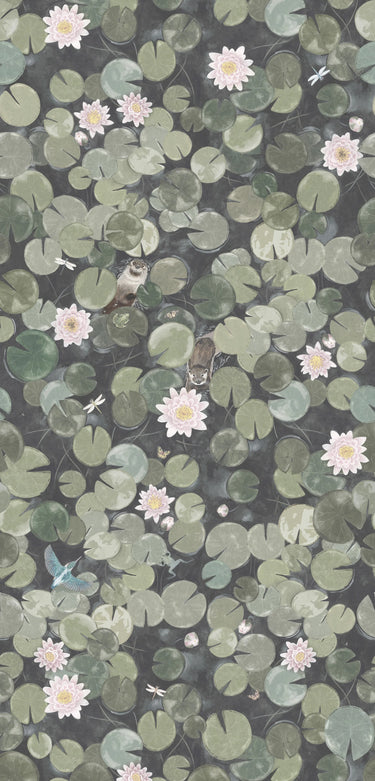 Lily Pads Normandy Grey | non-woven tapetti | In the Garden