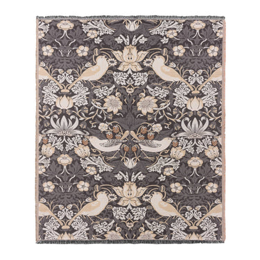Harmaa-beige torkkupeitto puuvilla-viskoosia | 130 x 170 cm | William Morris Strawberry Thief -mallisto-Morris & Co. / Riva Home-Sasu’s sisustus- ja huonekaluliike