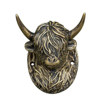 Messinkinen härkä-ovikolkutin | Antiikkimessinki | Highland Cow-Brass bee-Sasu’s sisustus- ja huonekaluliike