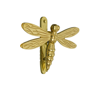 Messinkinen sudenkorento-ovikolkutin | Kiillotettu messinki | 16,5 x 3,5 x 11,5 cm | Dragonfly-Brass bee-Sasu’s sisustus- ja huonekaluliike