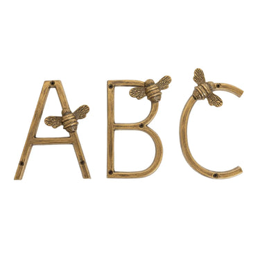 Messinkiset talonkirjaimet ABC | Antiikkimessinki | Korkeus 13 cm-Brass bee-Sasu’s sisustus- ja huonekaluliike