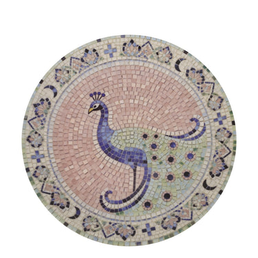 Mosaiikkikuvioinen lautanen vaaleanpuna-sininen | ⌀21 cm | Peacock-Chic Antique-Sasu’s sisustus- ja huonekaluliike