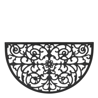 Musta puolikaarenmuotoinen filigraanikuvioinen ovimatto | 75 x 45 cm-Chic Antique-Sasu’s sisustus- ja huonekaluliike