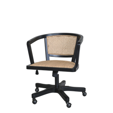 Musta rottinkinen kotitoimistotuoli | 60 x 60 x 80 cm | French Style Rattan Collection