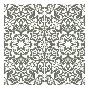Napkin w. pattern L16/W16 cm olive-Chic Antique-Sasu’s sisustus- ja huonekaluliike