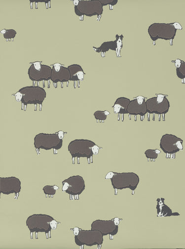 Nip & Lassie Kitchen Green | non-woven tapetti | Storybook Papers