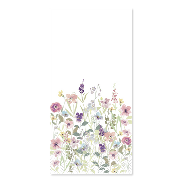 Napkin w. wild flowers H20/W10 cm white