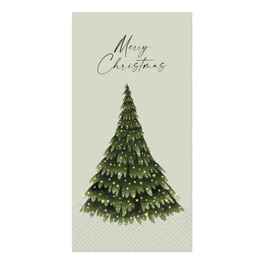 Napkin w. Christmas tree & Merry Christmas L20/W10 cm verte