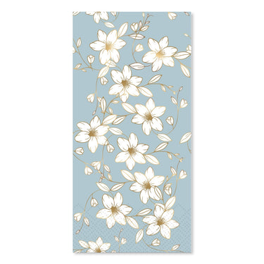 Napkin w. flower garlands L20/W10 cm sky blue