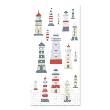 Napkin w. lighthouses L20/W10 cm white