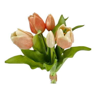 Persikansävyinen tulppaanikimppu | 'Soft touch' kestokukka-Floratexx-Sasu’s sisustus- ja huonekaluliike